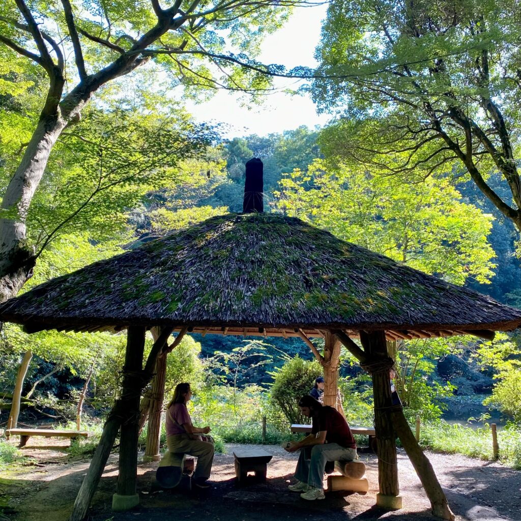 明治神宮御苑の菖蒲田近くにある茅葺きの四阿